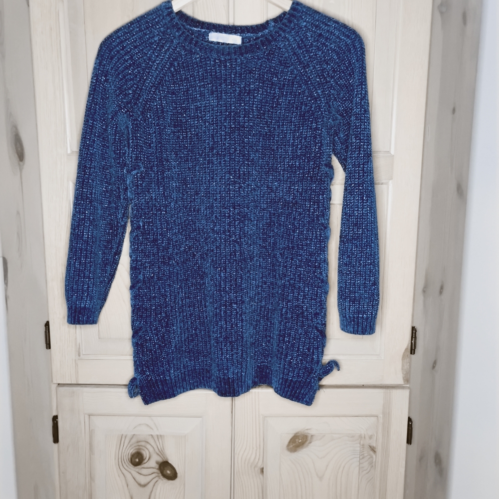 Blue Orchid Deep Blue With Gold Metallic Knit Sweater Sz 10/12